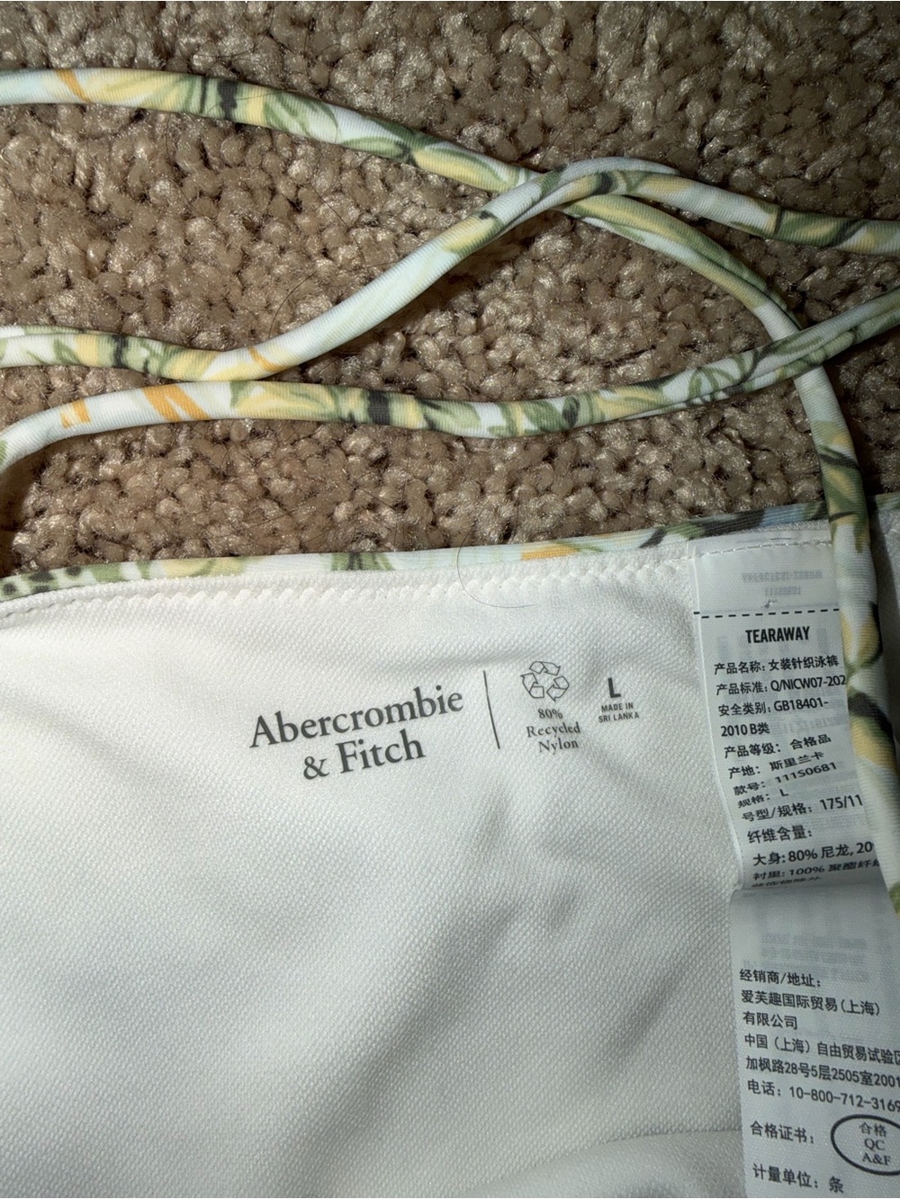 Abercrombie Floral Halter One-Piece Swimsuit in Yellow & Green - Picture 3 of 3